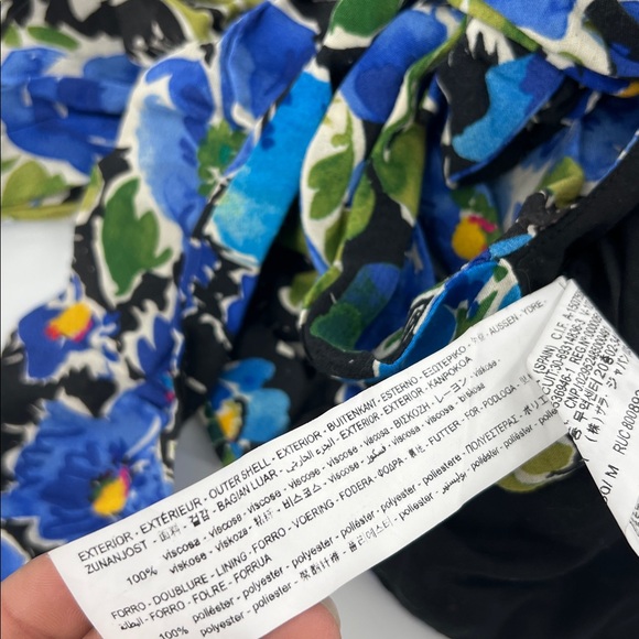 Zara Blue Floral Print Asymmetric Top Size M - Picture 6 of 8